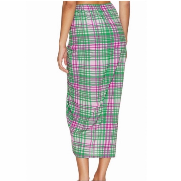 PLUSH- Plaid Sarong Skirt In Green - Picture 2 of 5